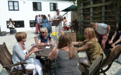 Locals relax in the garden