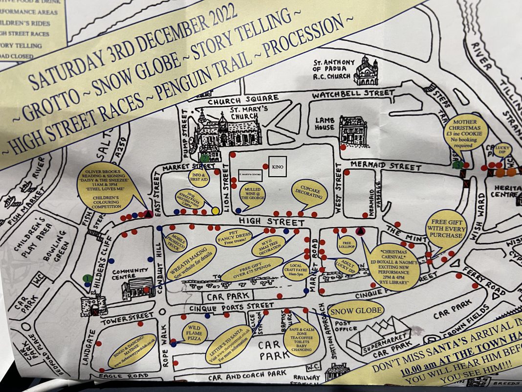 Map explaining some Christmas in Rye event locations